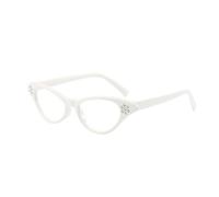 Gafas de sol cuadradas de ojo de gato para pequeñas lentes de metal con brillantes, Blanco, Talla única