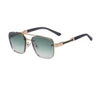 Gafas de sol cuadradas modernas para hombre y mujer, estilo vintage, con doble puente, montura metálica, lentes degradadas y protección UV400. Gafas ligeras ideales para conducir y viajar. C7 Tal