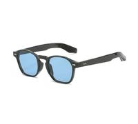 Gafas de sol cuadradas pequeñas e irregulares de moda para mujer, estilo retro, redondas, con lentes transparentes color océano, protección UV400 para hombre, con remaches, de lujo (negro/azul).