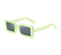 Gafas de sol cuadradas pequeñas para hombres y mujeres, rectangulares, modernas, retro, protección solar (copos de té de flor de frijol), Green, Talla única