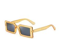 Gafas de sol cuadradas pequeñas para hombres y mujeres, rectangulares, modernas, retro, protección solar (copos de té de flor de frijol), Naranja, gris, Talla única