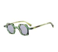 Gafas de sol cuadradas pequeñas retro para mujer, moda, transparentes, redondas, con lentes oceánicas, para hombre, con remaches punk, gafas de sol con protección UV400, diseño verde y gris, talla ún