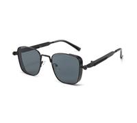 Gafas de sol cuadradas poligonales retro para mujer, sin montura, con lentes transparentes tipo océano, UV400, para hombre, para ir de compras, viajar, fiestas en la playa y ciclismo, color gris plat
