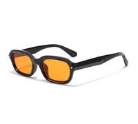 Gafas de sol cuadradas punk de marco estrecho, lentes de sol rectangulares retro, gafas de sol unisex, protección UV400, Negro- Naranja