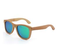 Gafas de sol de bambú natural, estilo vintage, retro, polarizadas, para mujer y hombre, con protección UV 400, aptas para exteriores, color verde, con estuche de tira de bambú.
