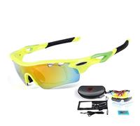 Gafas de sol de bicicleta Gafas deportivas polarizadas para bicicleta de carretera y bicicleta de montaña, 5 lentes de colores Anti-UV - Amarillo