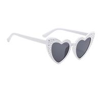 Gafas de sol de corazón para mujer, gafas de sol de amor, gafas de sol adornadas con joyas, gafas de corazón, bonitas gafas de sol retro modernas para uso diario, día del padre, blanco, Se référer au