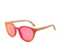 Gafas de sol de estilo retro de madera para hombre, caja plana, gafas de sol para mujer UV400, gafas de viaje, rojas, estuche de papel D