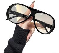 Gafas de sol de gran tamaño para mujer, diseño retro, filtro UV400, irrompible, material PC, asiento cómodo para actividades al aire libre, vacaciones, fiestas, gafas de sol retro (E)