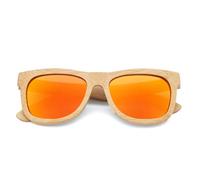 Gafas de sol de madera de bambú polarizadas con lentes UV400, gafas de moda para mujeres y hombres, diseño vintage, naranja, estuche redondo de bambú C