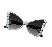 Gafas de sol de mariposa recortadas con perlas en varios colores para mejorar el atuendo, gafas de sol con marco de piedra