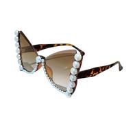 Gafas de sol de mariposa recortadas con perlas en varios colores para mejorar el atuendo, gafas de sol con marco de piedra