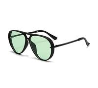 Gafas de sol de moda 2026, montura grande retro, protección UV, para hombres y mujeres, gafas de piloto verde fluorescente de moda, C17 Arena Negro y Verde Flakes
