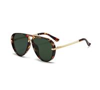 Gafas de sol de moda 2026, montura grande retro, protección UV, para hombres y mujeres, gafas de piloto verde fluorescente de moda, C12 Carey G15