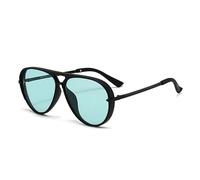 Gafas de sol de moda 2026, montura grande retro, protección UV, para hombres y mujeres, gafas de piloto verde fluorescente de moda, C8 Sand Black and Blue Flakes