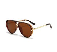 Gafas de sol de moda 2026, montura grande retro, protección UV, para hombres y mujeres, gafas de piloto verde fluorescente de moda, Tabletas de té de carey C6