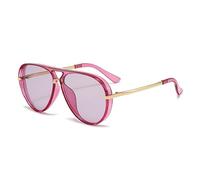Gafas de sol de moda 2026, montura grande retro, protección UV, para hombres y mujeres, gafas de piloto verde fluorescente de moda, Tabletas C9 Morado Transparente Morado Claro