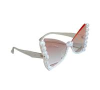 Gafas de sol de moda con detalles de perlas para uso diario y gafas de sol con marco de piedra de viaje