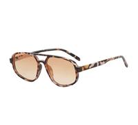 Gafas de sol de moda con doble puente de ojo de gato para mujer, diseño retro de leopardo, degradado, UV400, para hombre, Patrón degradado de té, Talla única
