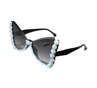 Gafas de sol de moda con forma de mariposa con decoración de perlas para mujeres y niñas con marco de piedra