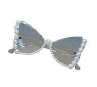 Gafas de sol de moda con forma de mariposa con decoración de perlas para mujeres y niñas con marco de piedra