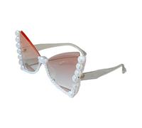 Gafas de sol de moda con forma de mariposa con decoración de perlas para mujeres y niñas con marco de piedra