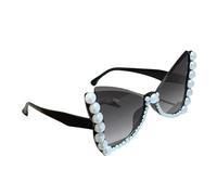 Gafas de sol de moda con forma de mariposa con decoración de perlas para mujeres y niñas con marco de piedra