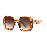 Gafas de sol de moda con protección UV y marco grande para mujer, gafas de sol vintage para mujer, gafas de sol para mujer, Carey amarillo, Talla única