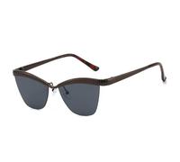 Gafas de sol de moda para mujer estilo ojo de gato, sin montura, con marco de metal texturizado dorado y lentes oscuras. Gafas de sol elegantes para viajes, compras y fiestas. Modelo C1. Talla ún