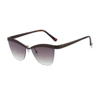Gafas de sol de moda para mujer estilo ojo de gato, sin montura, con marco de metal texturizado dorado y lentes oscuras. Gafas de sol elegantes para viajes, compras y fiestas. Modelo C2. Talla ún