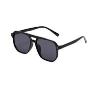 Gafas de sol de montura grande, estilo aviador, cuadradas, para mujer y hombre, con protección UV400, color negro, A, negro
