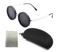 Gafas de sol de playa para hombre, redondas, polarizadas con lentes de filtro ND, tintado ajustable, 1-9 engranajes, protección UV para bicicleta de pesca ideal, ligera, retro, plata