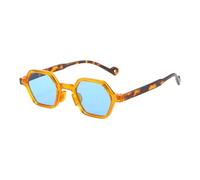Gafas de sol de polígono para niños, gafas de sol retro para niños, gafas de sol retro estilo steampunk hip hop con marco pequeño, regalo para tienda de playa, Orange Frame Blue, ver descripción