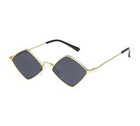 Gafas de Sol de rombo pequeño Gafas de Sol para Mujer Marco de Metal Color del océano Espejo Retro Negro Gafas de Sol de aleación Retro, 3, Talla única