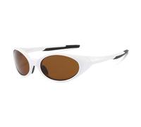Gafas de sol deportivas polarizadas para hombre, protección UV400, lentes de espejo, marco ovalado, gafas de sol con personalidad, para correr, bicicleta, conducción, pesca, blanco/marrón