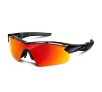 Gafas de sol deportivas polarizadas para mujeres y hombres, adolescentes, béisbol, ciclismo, correr, conducir, pescar, tenis, golf, TAC UV400 TR90, motor negro y rojo, 1 US