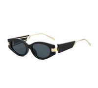 Gafas de sol estilo ojo de gato para mujer, estilo retro, con protección UV400, estilo punk, para ir de compras, viajar, ir a la playa, ir de fiesta o andar en bicicleta, color negro y gris, talla ún