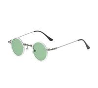 Gafas de sol estilo retro Steampunk, pequeñas y redondas, estilo hip hop, para hombre y mujer, con lentes transparentes tipo océano, protección UV400, montura para mujer, color verde transparente, ta