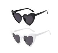 Gafas de sol fiesta en forma de corazón,paquete de 2 gafas sol en forma de corazón Protección UV400 Gafas de moda para mujeres, hombres, niños, fiestas, viajes, sesión de fotos (blanco y negro)