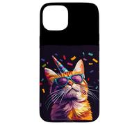Gafas de sol geniales de gato con sombrero de fiesta Carcasa para iPhone 15 Plus