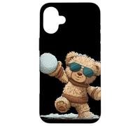 Gafas de Sol geniales Oso de Peluche con Disfraz de Lucha de Bola de Nieve Carcasa para iPhone 16 Plus