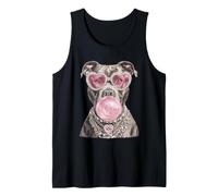 Gafas de Sol Glam Pit Bull en Corazones Boujee Dog con Chicle Camiseta sin Mangas