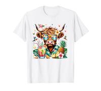 Gafas de Sol Highland Cow Hawaiian Summer Vacation Camiseta