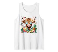 Gafas de Sol Highland Cow Hawaiian Summer Vacation Camiseta sin Mangas