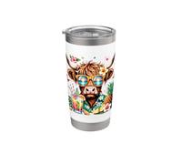 Gafas de sol Highland Cow Hawaiian Summer Vacation Vaso térmico de acero inoxidable de doble pared