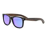 Gafas de sol madera oscura hombre y mujer | Polarizadas Patillas de madera real Montura de acetato | Gafas oscuras con lentes UV400 | Gafas de sol mujer y hombre con protección UV | Sello (Azul)