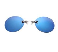 Gafas de sol Morfeo con clip en la nariz, redondas, sin montura mini, vintage, UV400, gafas de ojos para hombre, azul, talla única