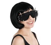 Gafas de sol negras punk con espiga negra y peluca corta estilo Bob - Juego de accesorios para disfraz de diva de la estrella del pop para fiestas y Halloween