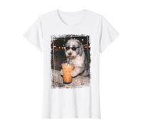 Gafas de Sol Old English Sheepdog Iced Coffee Camiseta gráfica económica, Mujer, Blanco, XS