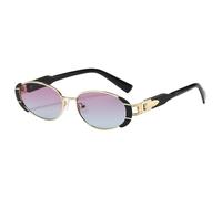 Gafas de sol ovaladas de metal retro, gafas de sol de moda con montura pequeña para viajes, gafas de sol con protección solar UV400, doradas, moradas y azules, 1
